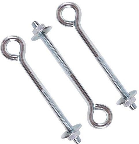 10x M6 Eye Bolts & Nuts & Washers - 100mm Strong Wire/Chain Link Fence Support