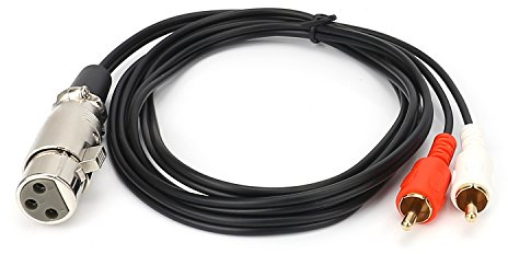 SiYear Cavo patch splitter XLR Y, 1 cavo adattatore XLR femmina a 2 RCA maschio, 3 pin xlr mic splitter 2RCA a XLR 5FT (1,5 m)