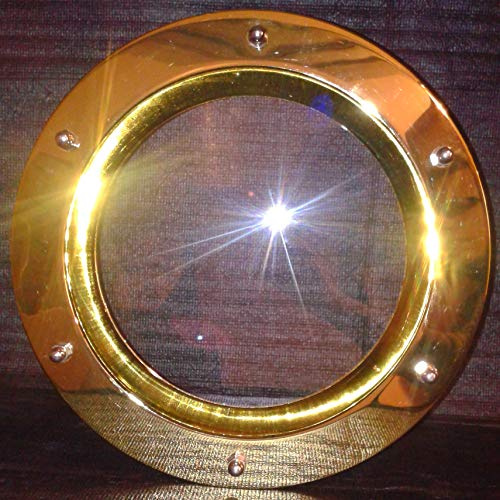Bullauge Fenster für Tür goldene Farbe 350mm Glas transparent Hutmuttern