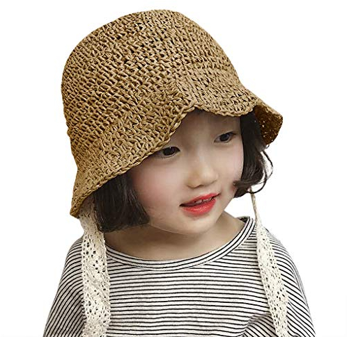 AfinderDE Mädchen Sommer Strohhut Sonnenhut Urlaub Fischerhut UV Schutz Baby Kinder Strandhut Sommerhut Outdoor