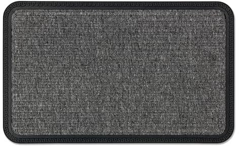 Carpido Fußmatte Außen & Innen - 40x60 cm - Grau Linien - Sauberlauf Türmatte rutschfest - Schmutzfangmatte sehr strapazierfähig - Fussmatte aussen Stufen