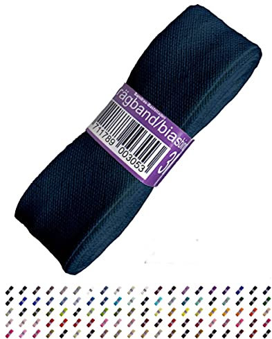 Sandras-Bastelladen Schrägband/Einfassband Baumwolle Uni gefalzt 3m x 20mm 295-Stahlblau
