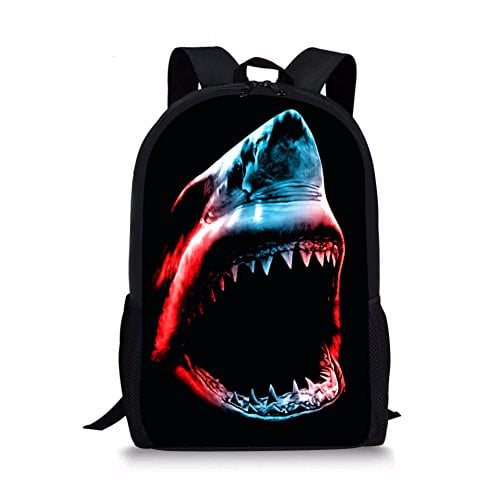 Binienty Modischer Schulrucksack für Kinder, Jungen, Mädchen, Grundschulkindergarten-Schul-Büchertasche, langlebig Gr. Einheitsgröße, hai