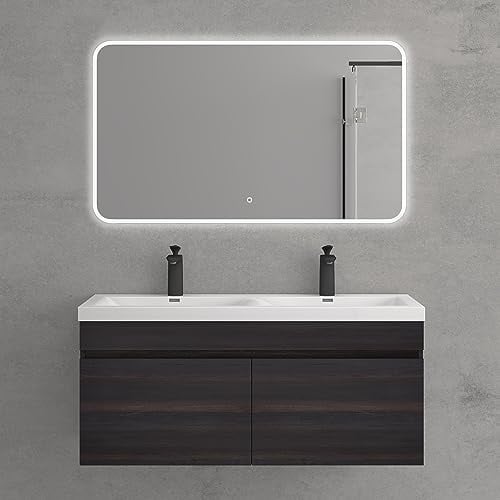 Mai & Mai Badmöbelset Waschbeckenunterschrank 120x48x55cm Doppelwaschbecken und Unterschrank Dunkelbraun Botanica