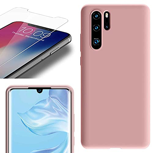 Eximmobile Silikonhülle Rubber in Rosa kompatibel mit Samsung Galaxy J3 (2017) + Panzerfolie Schutzhülle Liquid Handytasche Schutztasche Flüssigsilikon Handyhülle Hülle Silikon Case Cover