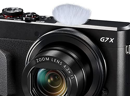 YOUSHARES Camera Wind Muff, Mic Windscreen Compatible with Camera DSLR, G7X2 Built-in Microphone with 16 Stickies and 8 Fur Covers(White)