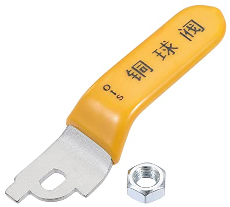 sourcing map Levier Poignée Fer Chrome Plaqué Rechange Quart Tour avec Plastique Poignée Jaune pour Robinet à tournant sphérique