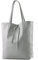 modamoda de T163 Damen Leder Shopper Schultertasche Large mit Innentasche handmade in Italy, Farbe:Grau2021