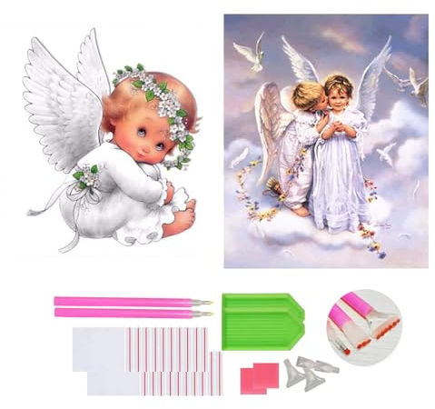 DOUKOYEE Diamond Painting Kinder Erwachsene Angel Bilder DIY 5D Diamantmalerei Stickerei Kits Handwerk Home Wanddekoration Wohnzimmer Baby Schlafzimmer Eingang Dekoration (C)