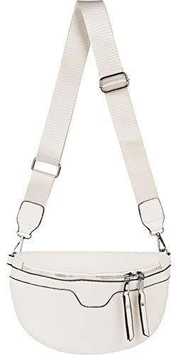 styleBREAKER Damen Umhängetasche in Halbmond Form, abnehmbarer verstellbarer Schultergurt, Einfarbige Handtasche 02012380, Farbe:Creme