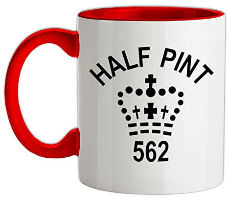 Half Pint - 11oz - Ceramic Two-Tone Mug for Coffee/Tea - Red/White - One Size