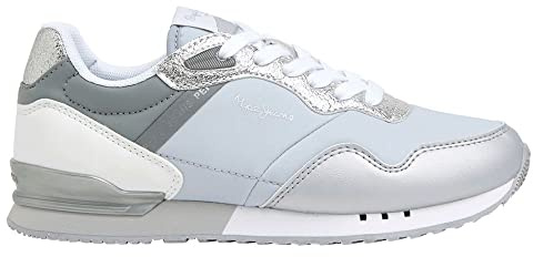 Pepe Jeans Damen London Albal W Sneaker, Grau/silberfarben, 3 UK