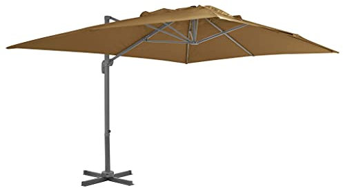 Suiwen Parasol Parasol de Jardin Exterieur Parasol Balcon Parasol Store Exterieur Terrasse Parasol en Porte-à-Faux avec mât en Aluminium 400x300 cm Taupe
