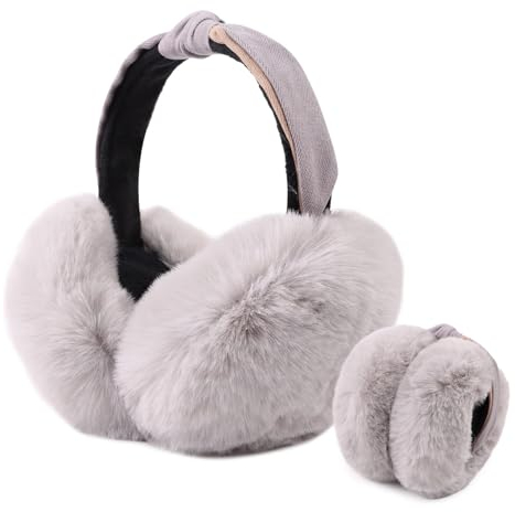 Damen Ohrenschützer Winter Warmer Plüsch Ohrenwärmer Mädchen Klassische Ohrschützer für Kaltes Wetter Freesize (Grau)
