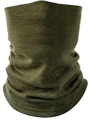 Villand 100% Merino Wool Neck Gaiter for Men and Women, Double Layer Seamless Neck Warmer for Winter Sports with Gift Box (Army Green)