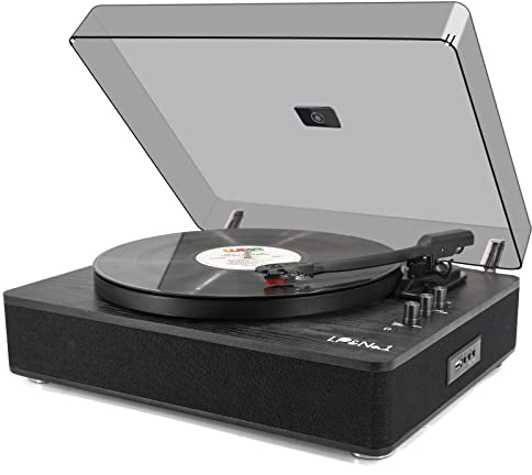 Tocadiscos de Vinilo con Altavoces Integrados y reproducción y grabación USB, Tocadiscos de fonógrafo Vintage accionado por Correa, 3 velocidades para Entretenimiento y decoración del hogar (Madera