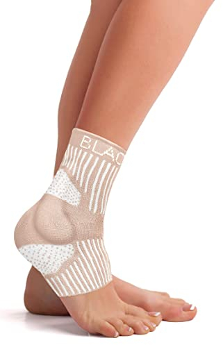 BLACKROX Sprunggelenkbandage [Vergleichssieger 2024] Gr. S-L | Für Damen & Herren | Bandage für das Fußgelenk | Perfekt für Sport, Fußball, Joggen & Bodybuilding | ANANKLE | Beige Gr. L
