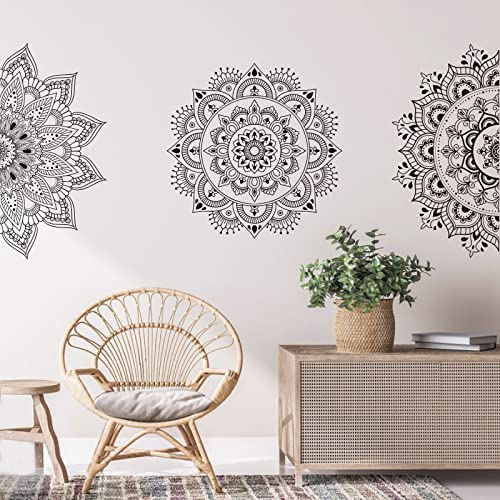 SUPERDANT 6 Stück Boho Mandala Wandaufkleber Halbböhmische Vinyl Wandsticker Indische Blumenaufkleber Indische Namaste Blumendekoration Für Schlafzimmer Wohnzimmer Yoga Studio Dekor