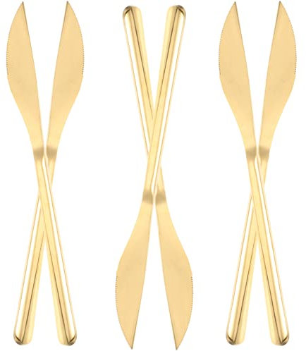 CALLARON 6 Piezas Cuchillo De Acero Inoxidable Mantequilla De Bistec Esparcidor De Maní Cuchillos De Oro Cubiertos De Acero Inoxidable Espátula De Crema De Queso Cena Sándwich Mermelada