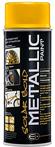 BITS4REASONS E-TECH Solar Gold Formula Metallic Spray Paint for Automotive, Bikes, Scooters, Models, Hobbies Home & DIY. For Use On Metals, Alloy, Rigid Plastic, Glass & More- Heat Rated Up To 180°c