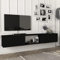 [en.casa] Mesa TV Flotante Mueble de Salón Suspendido con 3 Compartimientos con 2 Puertas Abatibles Aglomerado 180 x 31 x 30 cm - Negro