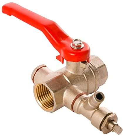 Sanitop-Wingenroth Kugeldurchgangsventil mit Entleerung, Typ 3/4“, mit zwei Innengewinden, hartverchromte Kugel, Hebel aus Stahl, Messing-Spindel, vernickelt, 141680