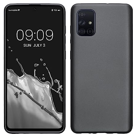 kwmobile Case kompatibel mit Samsung Galaxy A71 Hülle - Schutzhülle aus Silikon metallisch schimmernd - Handyhülle Metallic Grau