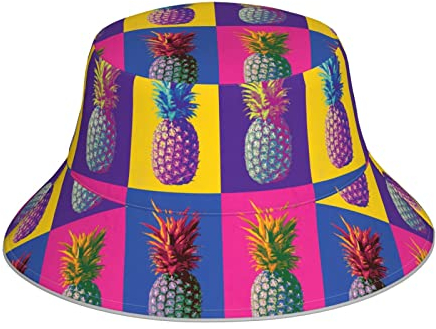 874 Fischerhut Bunte Ananas Eimerhut Unisex Sonnenhut Komfortables Anglerhut Für Mädchen Reisen Angeln