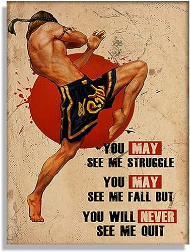 LVTFCO Muay-Thai-Poster, inspirierende Wandkunst, Muay-Thai-Drucke, Vintage-Muay-Thai-Leinwandgemälde für Wohnzimmer, Wandkunst, Dekor, 50 x 70 cm x 1, ohne Rahmen