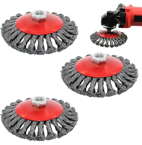 HOMURY Set of 3 Disc Brushes, 125 mm Cup Brush, Carbon Steel, M14, Wire Brush for Angle Grinder Accessories, Cleaning and Grinding Work