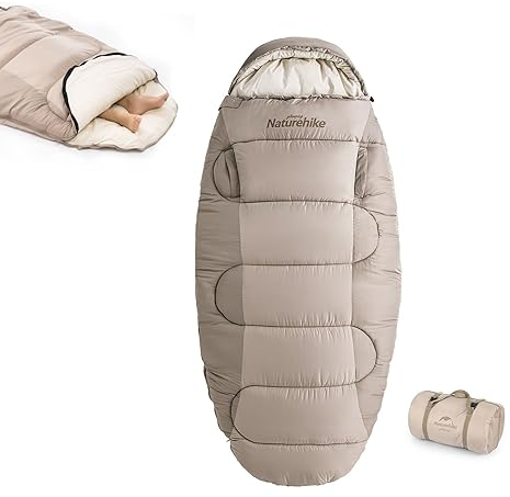 Naturehike Tragbarer Schlafsack für Erwachsene, Tasche mit Armreißverschluss-Löchern, Schlafsäcke für 2-3 Jahreszeiten, Camping, Rucksackreisen, Camping, Wandern, Outdoor-Reisen, -4 °C/32 °F/11 °F