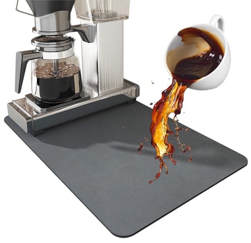 tekenewbse Alfombrilla Escurreplatos de Café, 50×40cm Alfombrilla Cafetera, Súper Alfombra Escurreplatos, Estera Fregadero Secado Rápido, Drying Mat Antideslizante para Encimera de Cocina