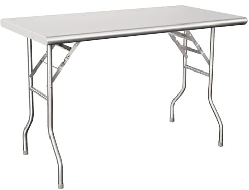 HARDURA Klappbarer Edelstahltisch 61×122cm mit verzinkten Beinen Kommerzieller klappbarer Vorbereitungstisch für Restaurant Küche Haus und Hotel