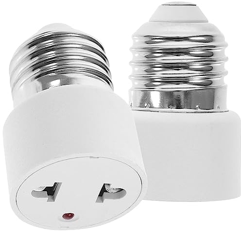 Veemoon 2 Stück Glühbirnen-Steckdosen-Adapter E27-Lampensockel-Konverter Schraubfassung Glühbirnen-Konverter Für Veranda Kamera Terrasse Garage (2-Polig Weiß Europäischer)