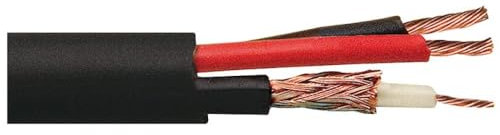 Câble de vidéosurveillance pour signal vidéo et d'alimentation, RG59 et 2 x 0,50 mm2, 100 mètres, diamètre 6 mm, noir