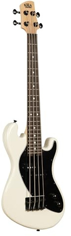 Solid Body 4-saitiger U-Bass in süßer Creme, mit Bündel