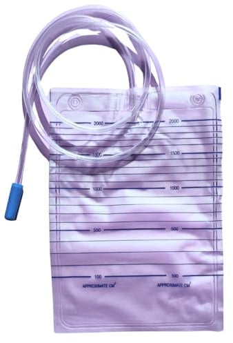 DOC Urinbeutel Standard 130 cm, Fassungsvermögen 2000 ml, ohne Rückflussventil und ohne Ablauf, Packung mit 30 Stück, Schlauch 130 cm, 2 Liter (Packung mit 30 Stück)