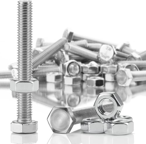 SWTYExt Sechskantschrauben M8 x 60 mm Bolzen und Sechskantmutter Set DIN 933 / ISO 4017 Edelstahlschrauben A2 V2A Außensechskant Vollgewinde Schrauben mit Metrischem Maschinenschrauben (15Sätze)