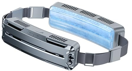 Spacnana Ventilateur de Taille Portable, Ventilateur de Taille Personnel Portable, 3 Vitesses, Mini USB, Mains Libres, Ceinture pour Le Travail et Les Sports en Plein Air