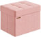ABHENG Tabouret de Rangement, Pouf Pliable, Canapé Pouf avec Coffre de Rangement, Charge jusqu'à 200 kg, Matériau en Velours, 31 x 41 x 31 cm, Rose Bonbon, ASND03P