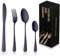 DOCBLACK Stainless Steel Cutlery Set, 24 Piece Black Silverware Flatware Sets for 6, Mirror Polished and Dishwasher Safe, Suitable for Home and Restaurant