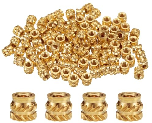 QUARKZMAN 100 Stück M2,5 Gewindeeinsätze aus Messing, Einschmelzgewinde M2,5x4mm, Ø 4,5mm gerändelte Einpressmuttern, 3D Druck Messingmuttern weibliche Gewindeeinsätze Muttern