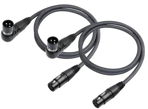 Devinal Right Angle XLR Cable, Adjustable Right-Angle Male to Straight Female Microphone Cord, 90 Degree XLR Mic Adapter for Sound Devices Mixer Recorder, 3.3 FT (2-Pack)