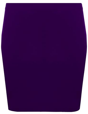 Minigonna da donna, aderente, elasticizzata, corta, da ufficio, taglie forti, Viola, XXL