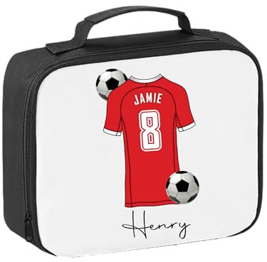 Pickhut Personalised Football Team Shirt & Jersey Kit Lunch Bag Back to School Gift for Kids, Customised with Name/Number/Text Boys Lunch Box (D19)