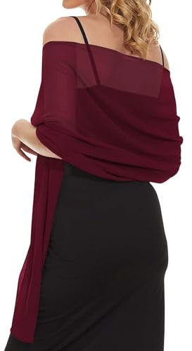 Damen Chiffon Wraps Schals Tücher für Abendkleid Elegante Hochzeit Cover Up | Festliche Stola Sommer Schultertuch Strand Shrug Lange Chiffon Umhang, Lässig Chiffontücher für Partys