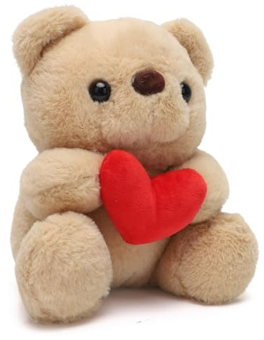 Umllpet Teddy Plüschbär mit Herz Rot, Teddy mit Liebe, Teddybär Plüschteddy Kuscheltier Schmusetier, Stofftier Teddy, Teddy mit Herz für Mama, Kinder, Mädchen, Geburtstag, Valentinstag (Hellgrau)