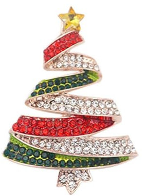 Broche vintage en forme de sapin de Noël avec strass pour femme, jolie broche en émail pour sapin de Noël, bijou de Noël pour accessoire de fête, Métal