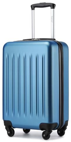 KONO Hartschale Koffer Trolley Rollkoffer Handgepäck Koffer Zwillingsrollen ABS Handgepäck Bordgepäck 4 Rollen, 55cm 20 Zoll(Dunkelblau)