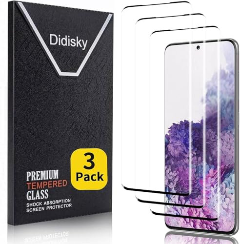 Didisky 3 Pack Screen Protector for Samsung Galaxy S20 Plus, 3D Curved Full Coverage,9H Tempered Glass Screen Protector, Anti-Scratch, Easy to Use